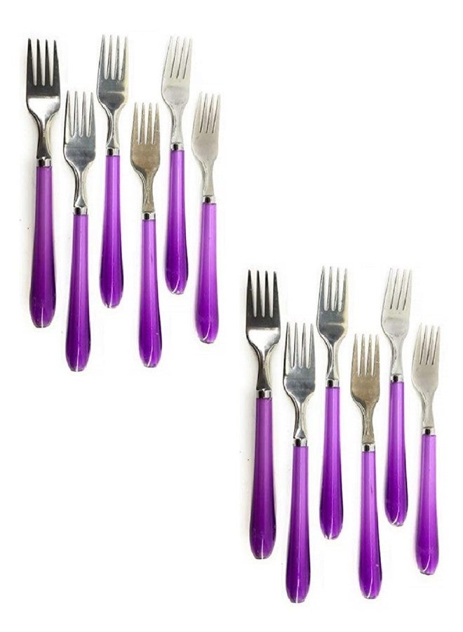 FIRST FRONT Stainless Steel Dinner Handle Fork/Table Handle Fork Set of 6 and, Multicolour & (Pack of 2) - Image 1