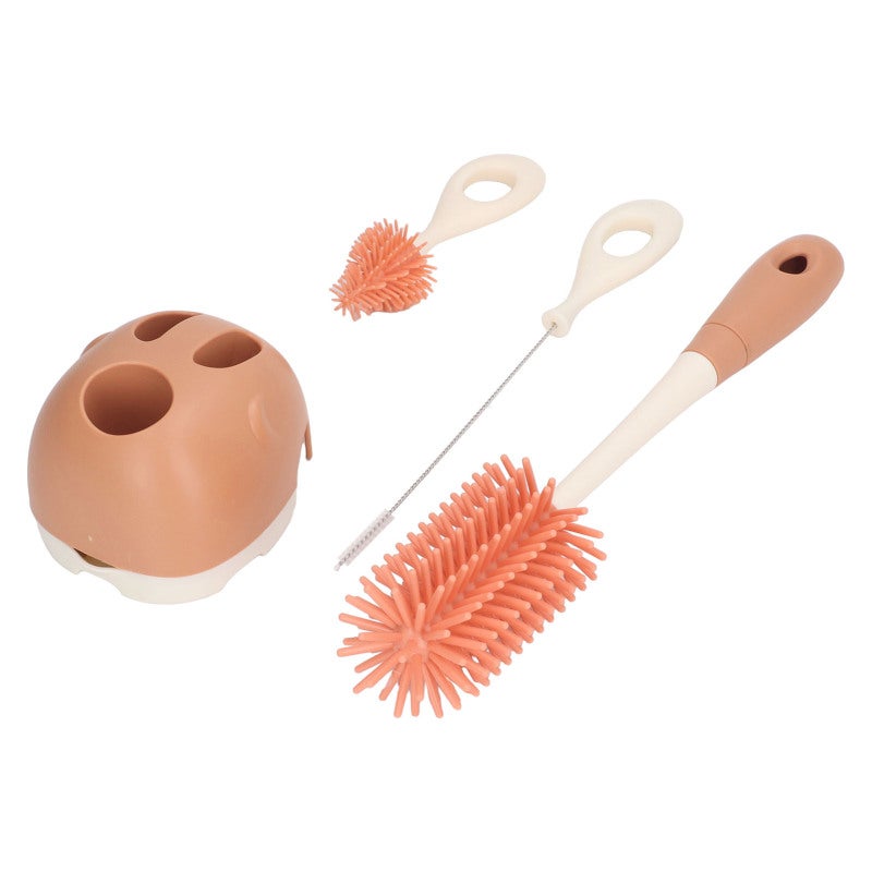 Baby Bottle Brush Set 1 Orange Silicone Brush With Ergonomic Handle Flexible Bristles For Corners Storage Base Included - Safe Silicone Cleaning Brushes for Baby Bottles Nipples Straws And Kitchen Con - Image 5