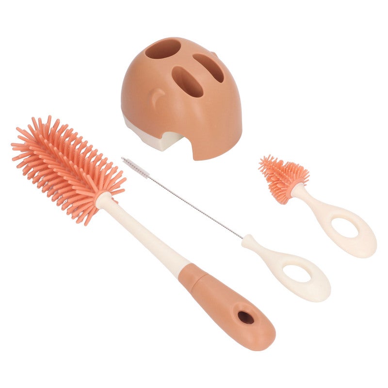 Baby Bottle Brush Set 1 Orange Silicone Brush With Ergonomic Handle Flexible Bristles For Corners Storage Base Included - Safe Silicone Cleaning Brushes for Baby Bottles Nipples Straws And Kitchen Con - Image 4