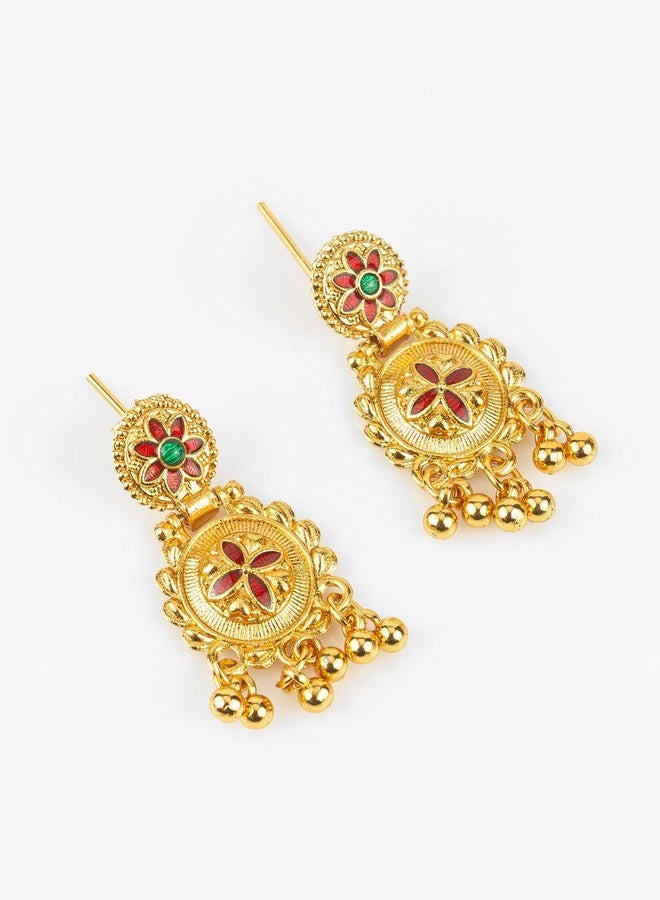 BEVOGUE Traditional South Indian Gold Plated Temple Jewellery Necklace Set with Earrings for Women | Bridal Ethnic Jewellery (NK4810) - Image 5