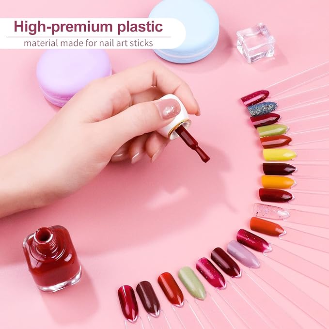 COSITTE 100 PCS Nail Swatch Sticks with labels Clear Nail Display with Ring Holder Nail Polish Practices Sticks Nail Art Display for Nail Art Polish - Image 4