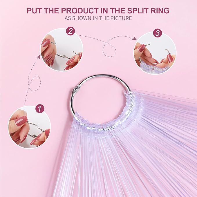 COSITTE 100 PCS Nail Swatch Sticks with labels Clear Nail Display with Ring Holder Nail Polish Practices Sticks Nail Art Display for Nail Art Polish - Image 2