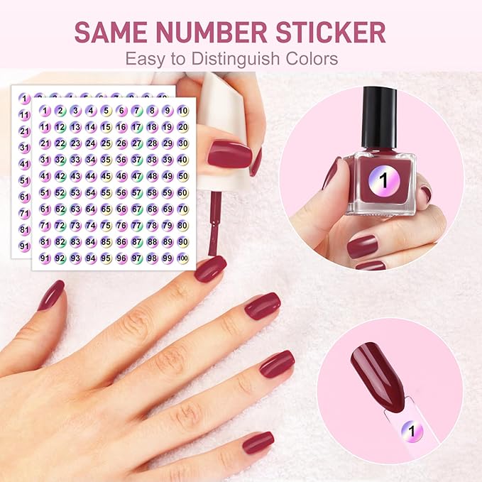 COSITTE 100 PCS Nail Swatch Sticks with labels Clear Nail Display with Ring Holder Nail Polish Practices Sticks Nail Art Display for Nail Art Polish - Image 3