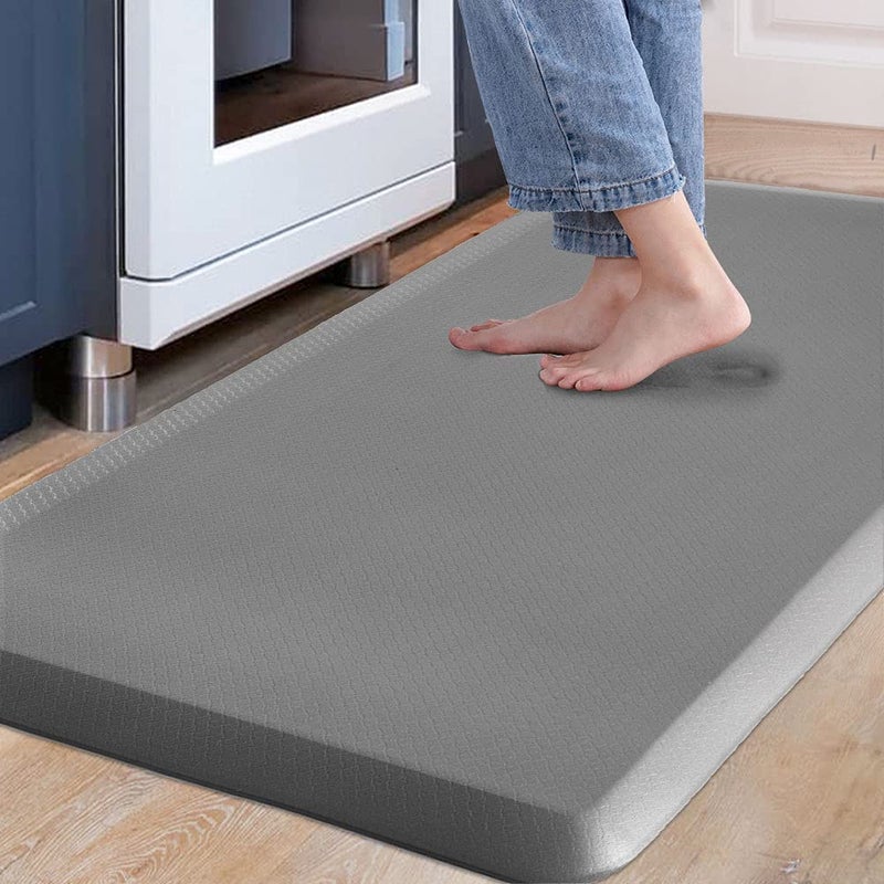 Carvapet Non Slip Kitchen Mat Anti Fatigue Standing Mats Cushioned Comfort Kitchen Floor Mats PVC Waterproof Runner Rug for Standing Desk Kitchen Office Grey44x99cm