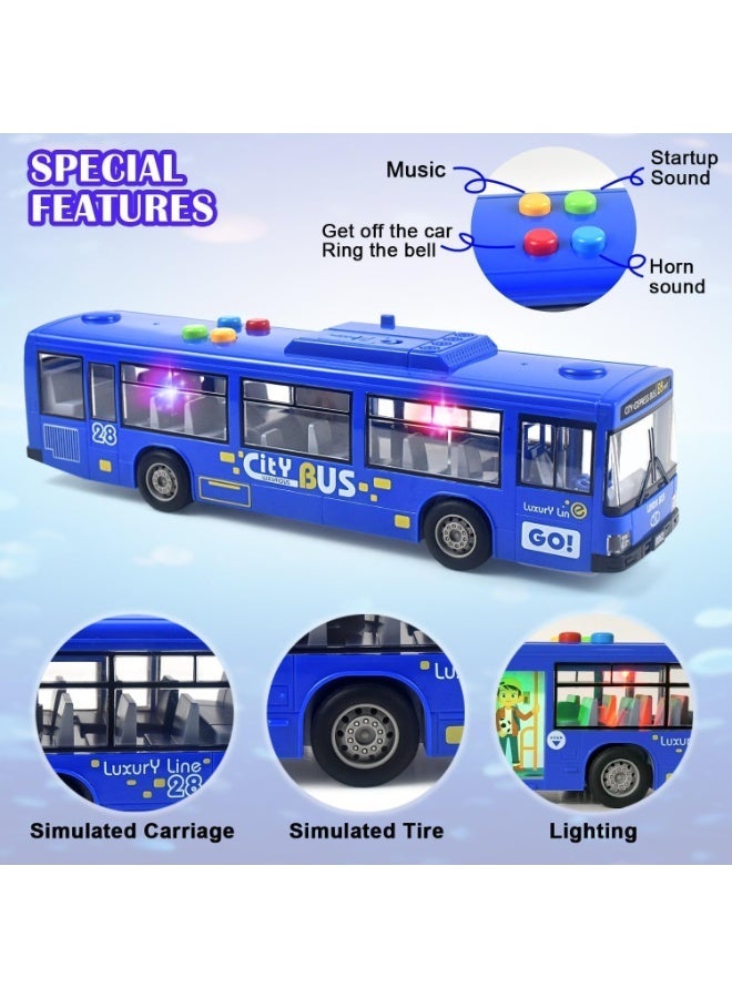 لعبة حافلة مدينة واقعية للأطفال | مركبة تعمل بالاحتكاك مع أضواء وأصوات | لعبة نقل متينة سهلة السحب للأولاد والبنات | لعبة ممتعة للأطفال من سن 3 إلى 14 سنة - Image 5
