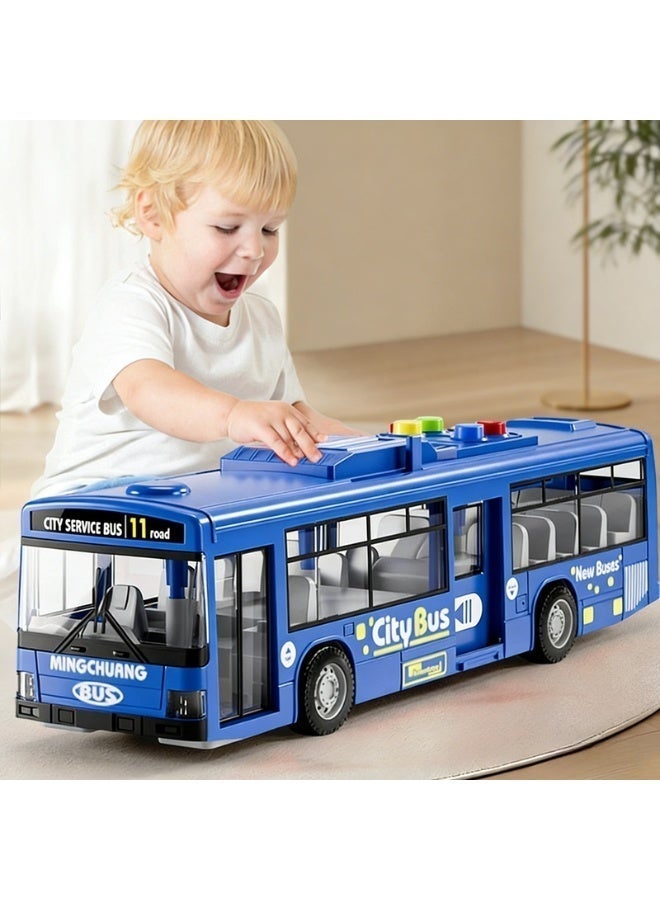 لعبة حافلة مدينة واقعية للأطفال | مركبة تعمل بالاحتكاك مع أضواء وأصوات | لعبة نقل متينة سهلة السحب للأولاد والبنات | لعبة ممتعة للأطفال من سن 3 إلى 14 سنة - Image 2