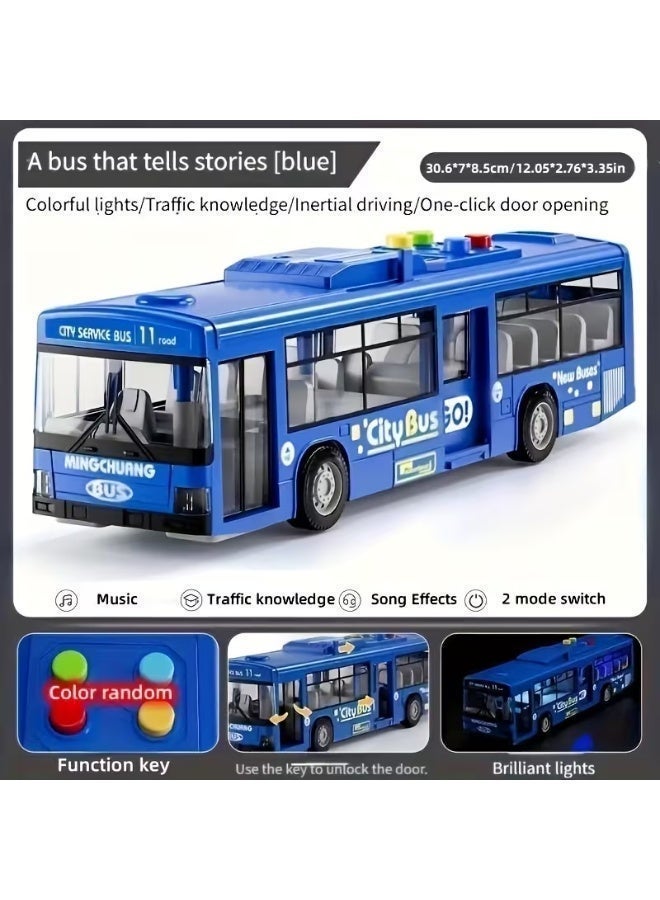 لعبة حافلة مدينة واقعية للأطفال | مركبة تعمل بالاحتكاك مع أضواء وأصوات | لعبة نقل متينة سهلة السحب للأولاد والبنات | لعبة ممتعة للأطفال من سن 3 إلى 14 سنة - Image 3