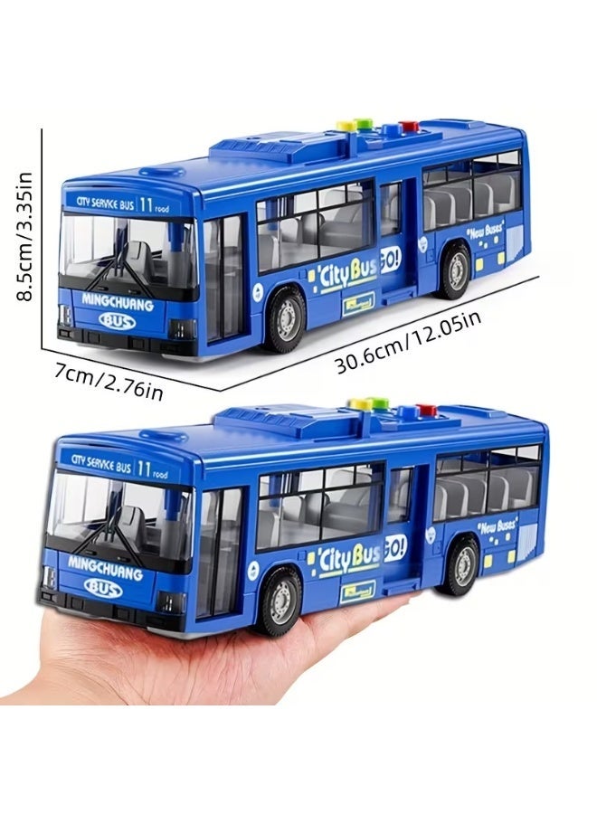 لعبة حافلة مدينة واقعية للأطفال | مركبة تعمل بالاحتكاك مع أضواء وأصوات | لعبة نقل متينة سهلة السحب للأولاد والبنات | لعبة ممتعة للأطفال من سن 3 إلى 14 سنة - Image 4