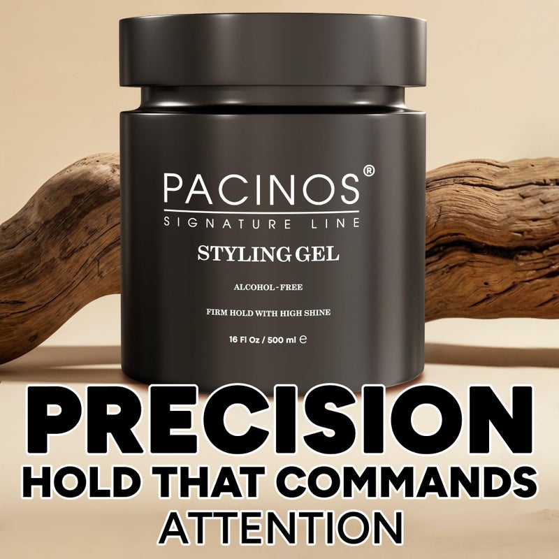 Pacinos Hair Gel for Men - Firm Hold with Flexible Styling - High Shine Wet Look Finish - Easy to Rinse Water Based Formula - No Flakes - Suits All Hair Types - Style Stays in Place All Day - 16 oz - Image 5