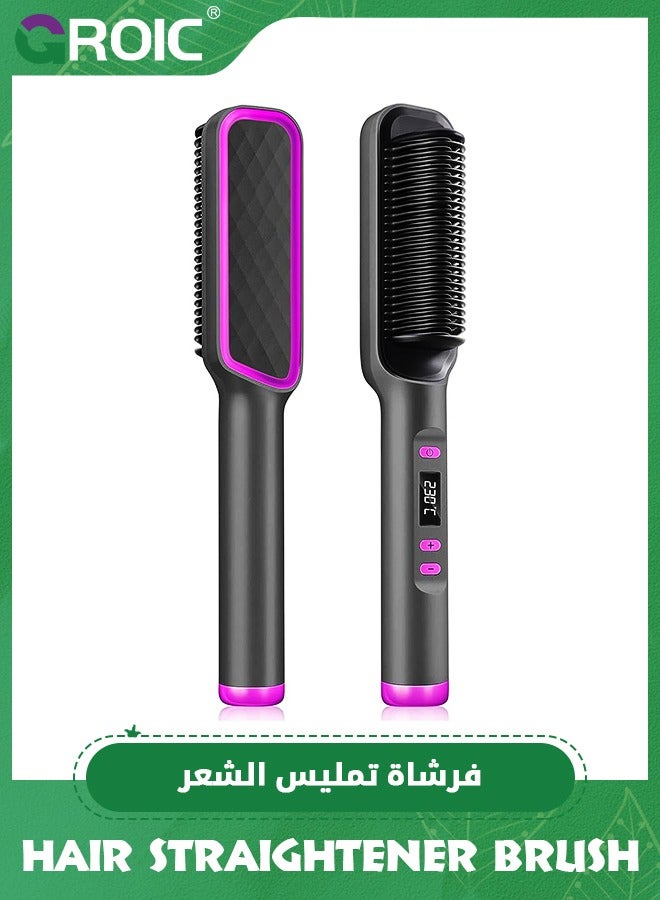 GROIC Hair Straightener Brush Comb,  Hair Straightener Brush Straightening Comb for Women with 4 Temp 20s Fast Heating & Anti-Scald - Image 1