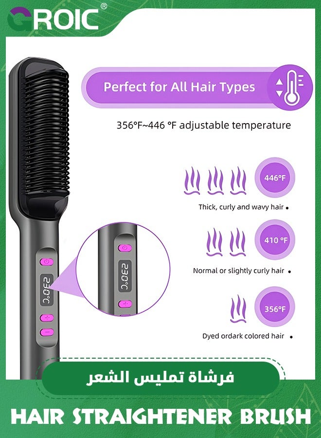 GROIC Hair Straightener Brush Comb,  Hair Straightener Brush Straightening Comb for Women with 4 Temp 20s Fast Heating & Anti-Scald - Image 5