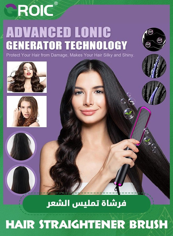 GROIC Hair Straightener Brush Comb,  Hair Straightener Brush Straightening Comb for Women with 4 Temp 20s Fast Heating & Anti-Scald - Image 2