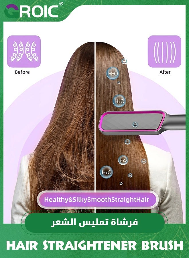 GROIC Hair Straightener Brush Comb,  Hair Straightener Brush Straightening Comb for Women with 4 Temp 20s Fast Heating & Anti-Scald - Image 4