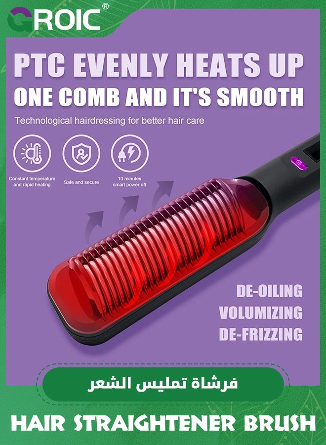 GROIC Hair Straightener Brush Comb,  Hair Straightener Brush Straightening Comb for Women with 4 Temp 20s Fast Heating & Anti-Scald - Image 3