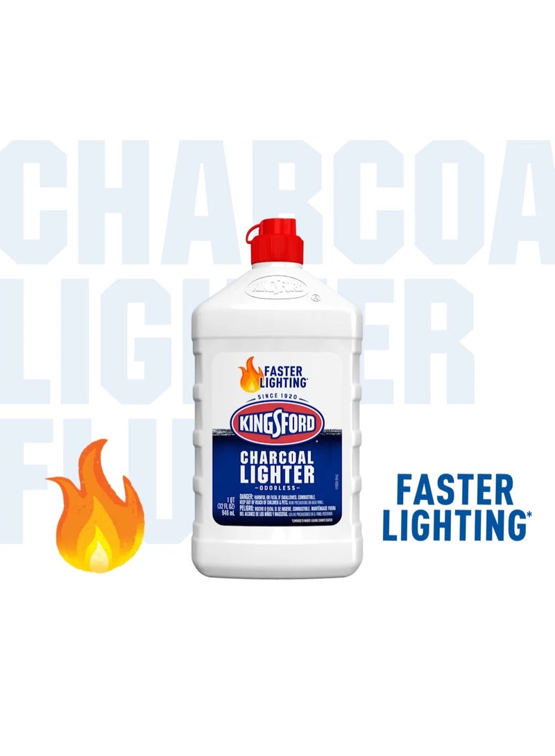 Kingsford زجاجة سائل إشعال الفحم كينغسفورد 32 أونصة – سريع الفعالية وموثوق لبدء الشواء على الشوايات والمدخنين والطهي في الهواء الطلق، يضمن إشعالاً سريعاً وتسخيناً متساوياً للفحم للحصول على نتائج شواء مثالية - Image 3