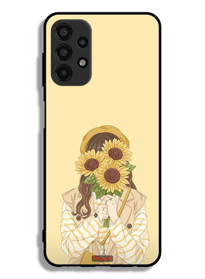 Tolwak Samsung Galaxy A13 4G Protective Case Cover Hide Face With Sunflowers - Image 1