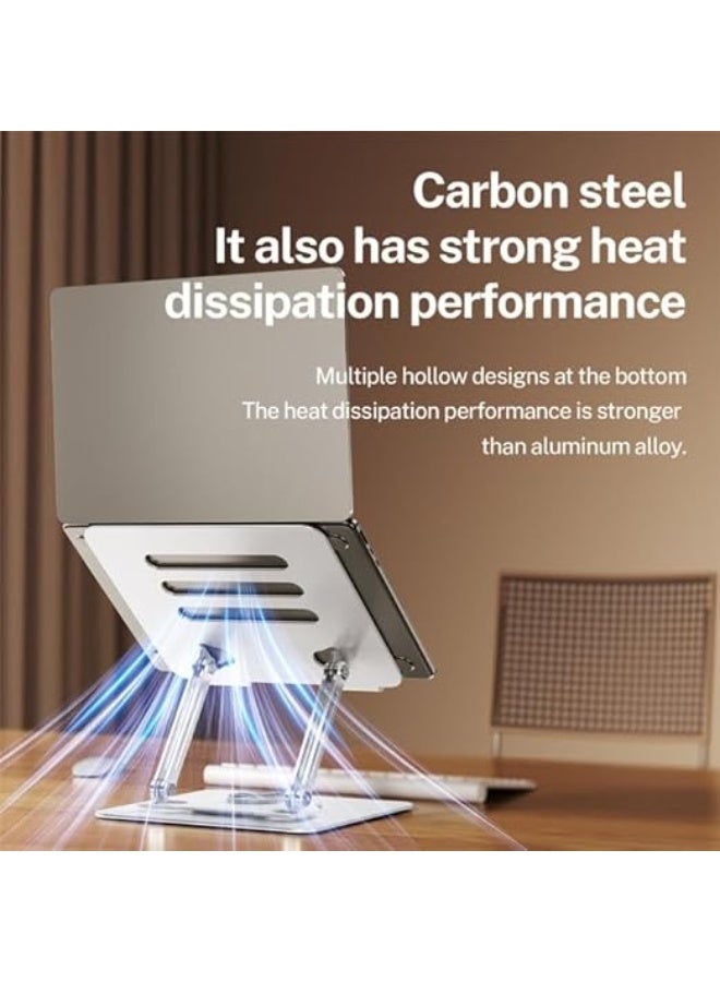 حامل كمبيوتر مكتبي J61 دوار قابل للطي من الستيل الكربوني مقاس 12-17.3 انش، حامل لاب توب V4.1 (فضي) - Image 4