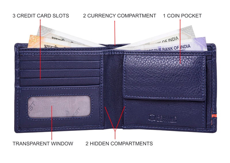 Eagle Crest Paul Blue/Orange Leather Wallet for Men - Image 3