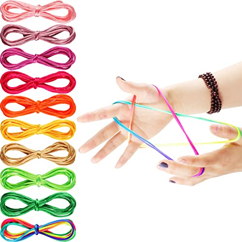 Poen 10 Pieces Cats Cradle String Finger Game String Cats Cradle Game Book Toy Supplies 65 Inch Long 10 Colors - Image 1