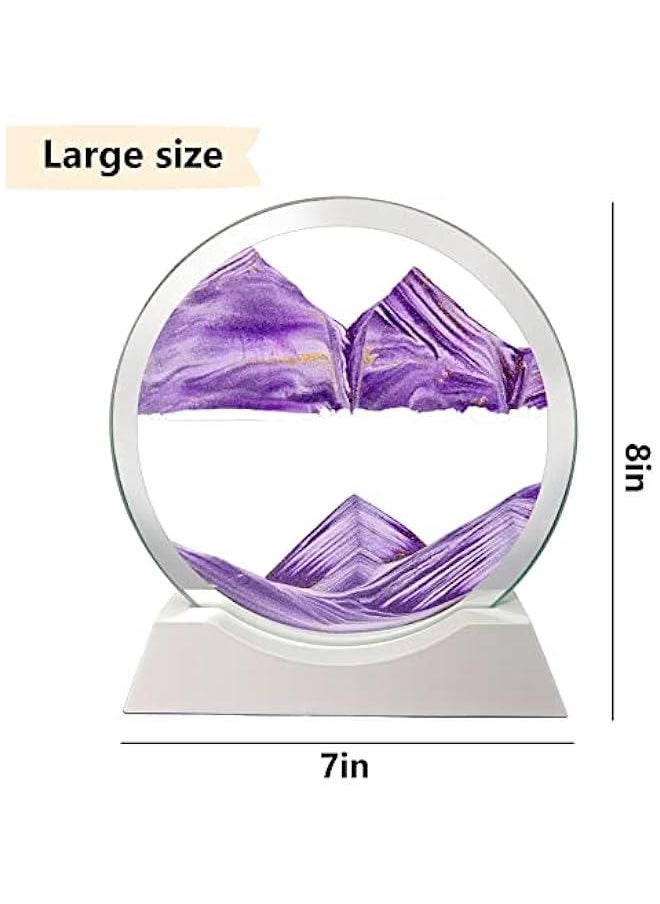 Arabest - Moving Sand Art Picture with LED Light on White Wooden Base - Deep Sea Sandscape in Motion for Adults Relieving Stress and Decorating Home, Desk, or Office (Purple) - Image 1