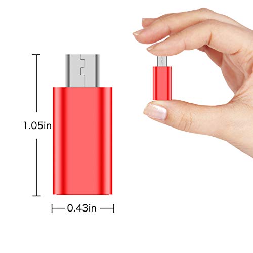 JXMOX USB C to Micro USB Adapter, (4-Pack) Type C Female to Micro USB Male Convert Connector Support Charge Data Sync Compatible with Samsung Galaxy S7/S7 Edge, Nexus 5/6 and Micro USB Devices (Red) - Image 5