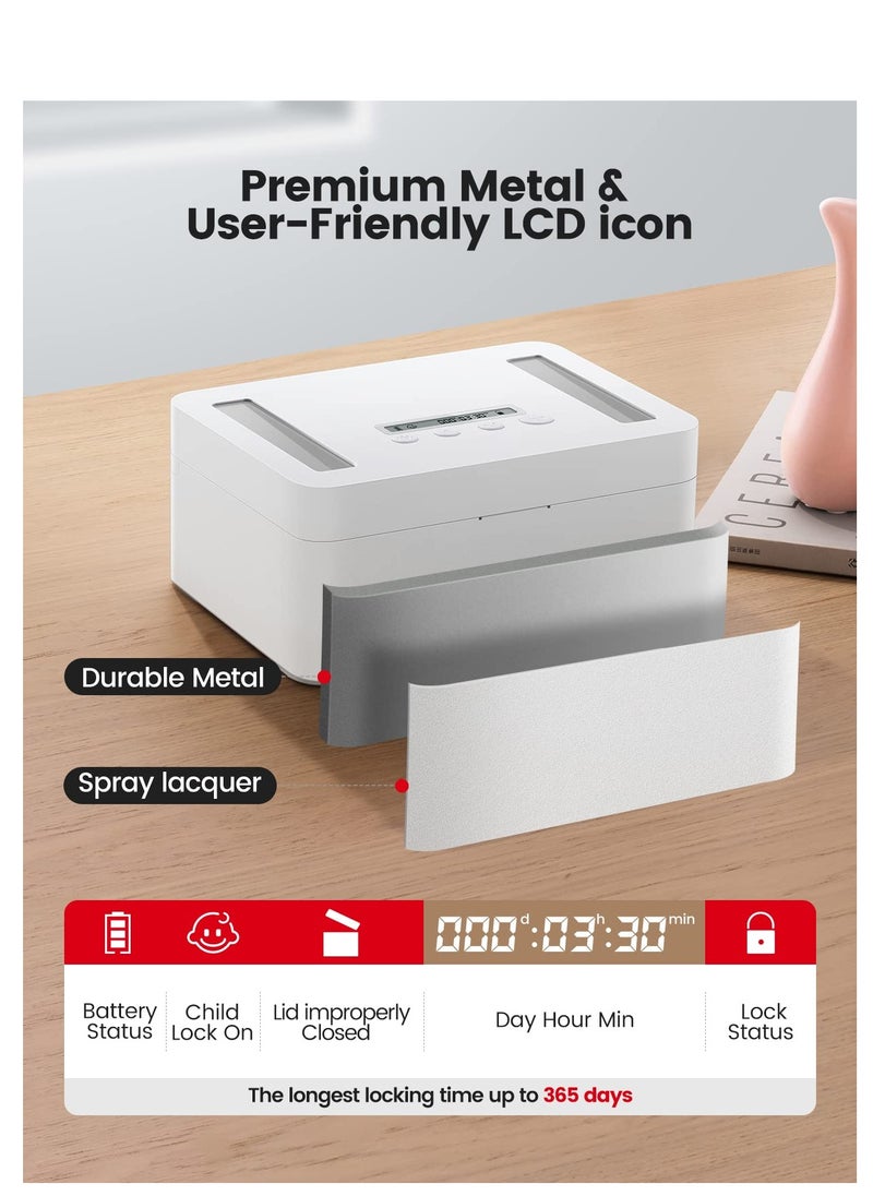Excefore - Metal Timed Lock Box, Time lock Box with Child Lock and LED Display, Self-Control Timer Locker, for Phones, Snacks, Video Games or Other Temptations, Can reduce Stress & Anxiety - Image 1