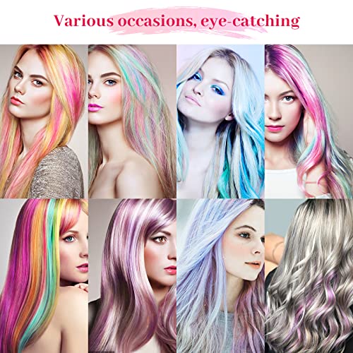 YaFex 12 Pcs Clip in Hair Extensions, 22 Inch Colored Hair Extensions Party Highlights Long Straight Synthetic Hairpieces for Women Kids Girls (Purple + Sapphire Blue) - Image 4