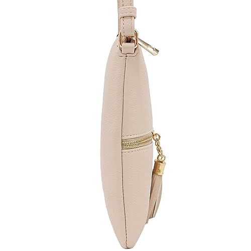 DELUXITY Lightweight Medium Crossbody Bag with Tassel (Nude) - Image 3
