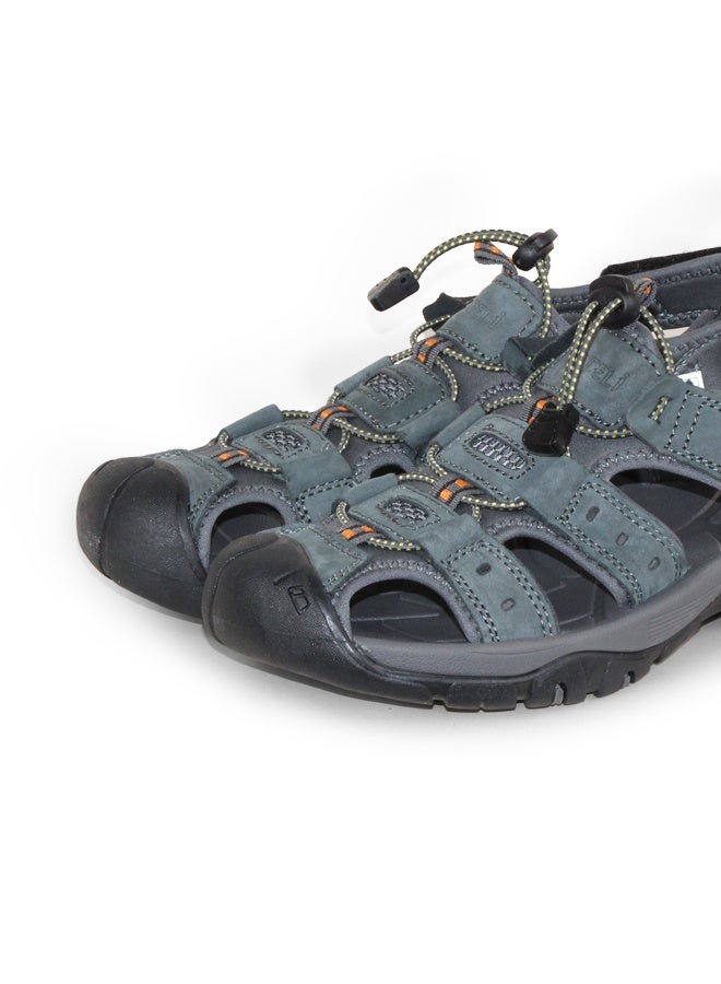 BOTELI Men's Matte Grey Genuine Leather Closed Toe 
Hiking Sandals Quick Adjustable Drawstring Strap Non-Slip Cushioned Thick Sole Outdoor Trekking Water Beach Shoes - Image 4