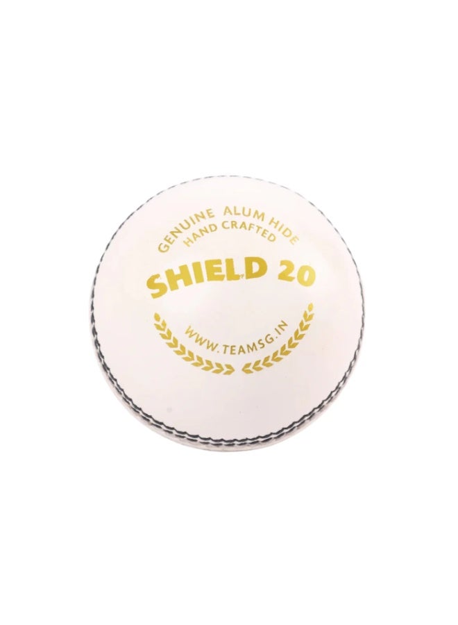 SG Shield 20 White Cricket Leather Ball - Image 1