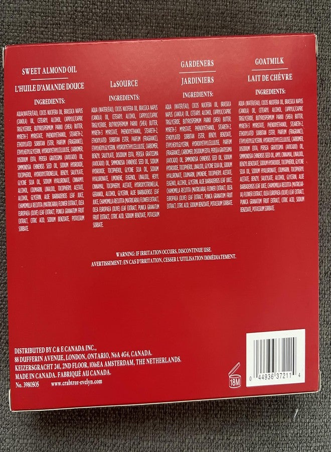 Crabtree & Evelyn Crabtree And Evelyn 4 pc Hand Therapy Set .9 Oz each La Source, Gardners, Goat Milk, Sweet Almond Oil Hand lotion - Image 2