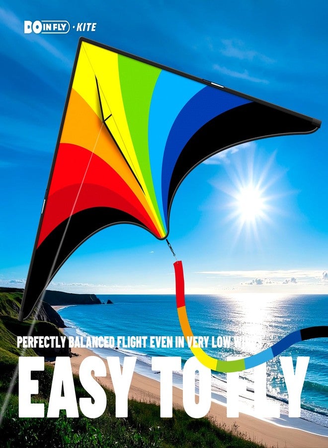 Doinfly Delta Kites for Kids & Adults, Extremely Easy to Fly, Single Line Beach Kite (Colorful Triangular Kite, 1) - Image 4