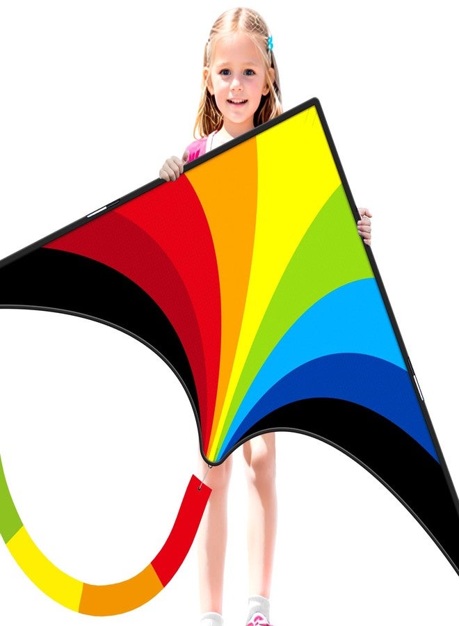 Doinfly Delta Kites for Kids & Adults, Extremely Easy to Fly, Single Line Beach Kite (Colorful Triangular Kite, 1) - Image 1