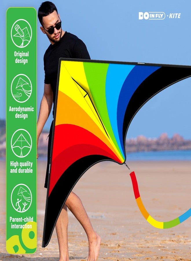 Doinfly Delta Kites for Kids & Adults, Extremely Easy to Fly, Single Line Beach Kite (Colorful Triangular Kite, 1) - Image 2