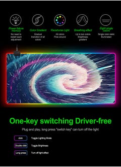 Flash Hawk RGB Gaming Mouse Pad 800*300mm Size,14 LED Modes Extended Large Table Desk Mat Mousepad for PC Computer MacBook Keyboard Mat Anti-Slip  - Image 3