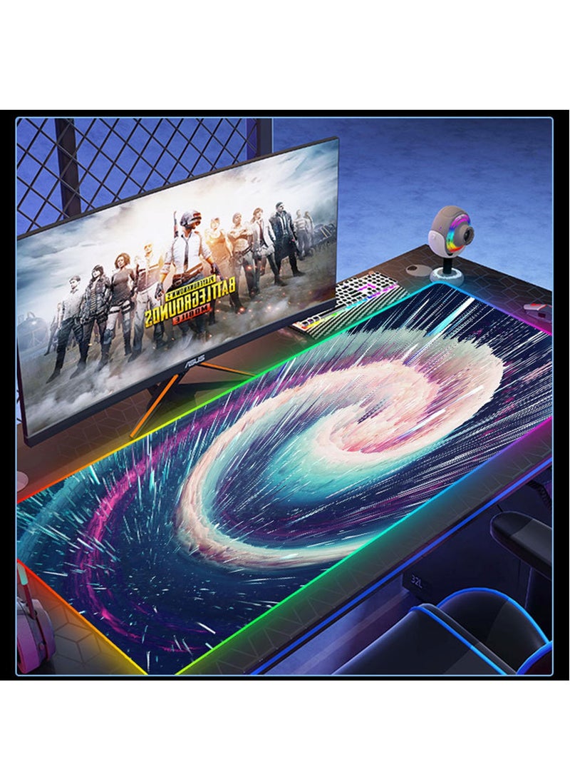 Flash Hawk - RGB Gaming Mouse Pad 800*300mm Size,14 LED Modes Extended Large Table Desk Mat Mousepad for PC Computer MacBook Keyboard Mat Anti-Slip - Image 1