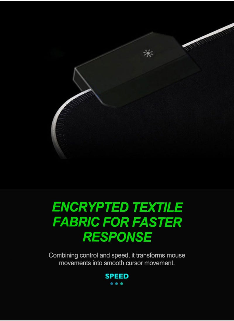 Flash Hawk - RGB Gaming Mouse Pad 800*300mm Size,14 LED Modes Extended Large Table Desk Mat Mousepad for PC Computer MacBook Keyboard Mat Anti-Slip - Image 1