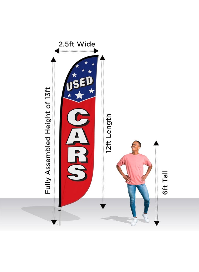 LookOurWay LookOurWay Feather Flag Pole Kit  12 Feet Tall Advertising Flag Banner with Fiberglass Pole Kit and Ground Spike for Business Promotion  Car Dealership Flag  Used Cars Stars  - Image 4