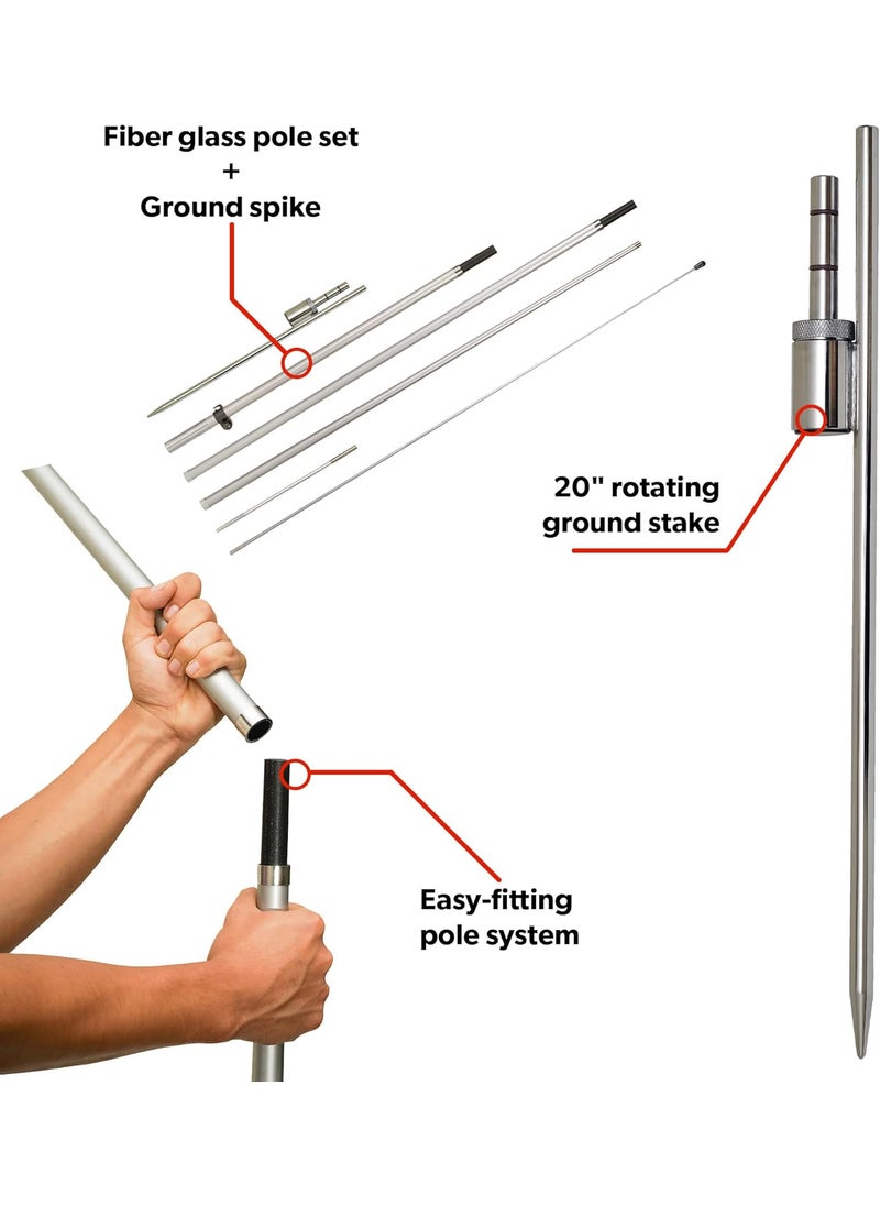 LookOurWay LookOurWay Feather Flag Pole Kit  12 Feet Tall Advertising Flag Banner with Fiberglass Pole Kit and Ground Spike for Business Promotion  Car Dealership Flag  Used Cars Stars  - Image 3