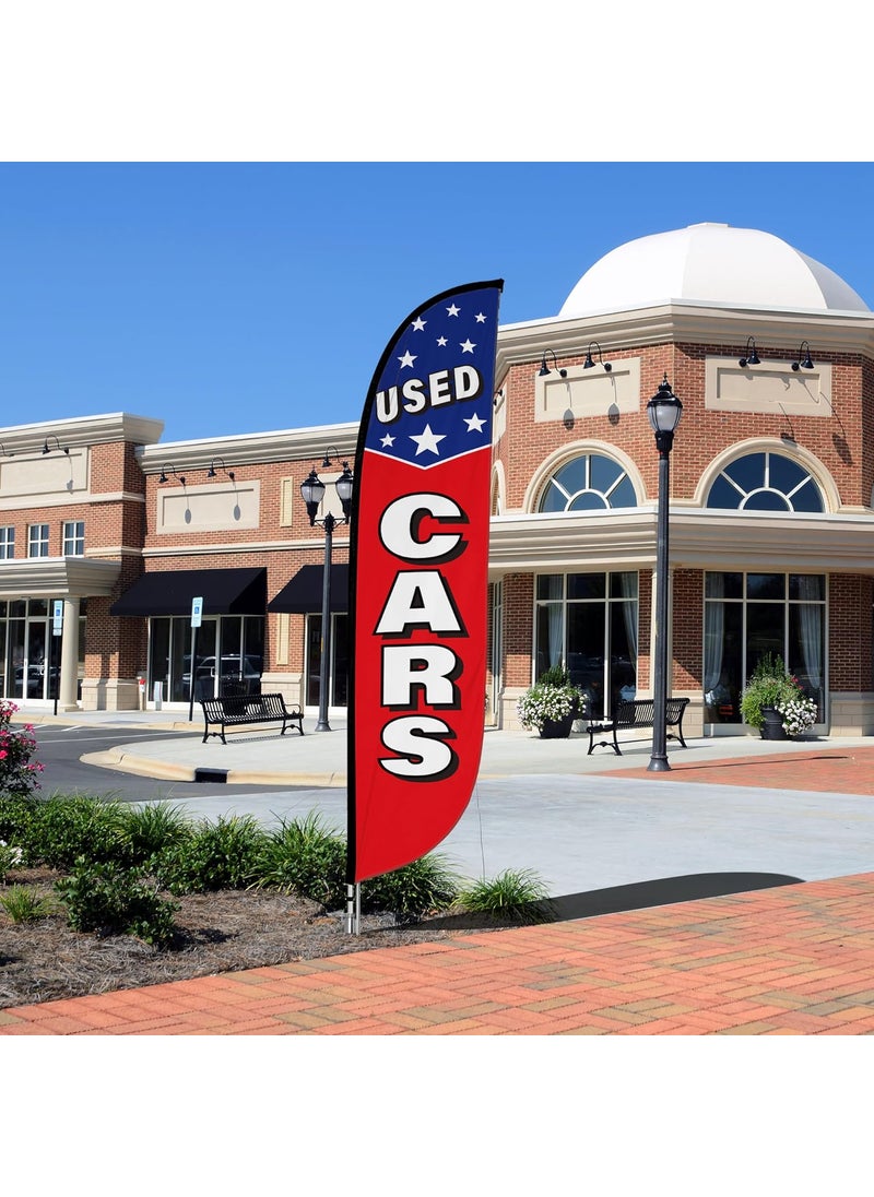 LookOurWay LookOurWay Feather Flag Pole Kit  12 Feet Tall Advertising Flag Banner with Fiberglass Pole Kit and Ground Spike for Business Promotion  Car Dealership Flag  Used Cars Stars  - Image 5