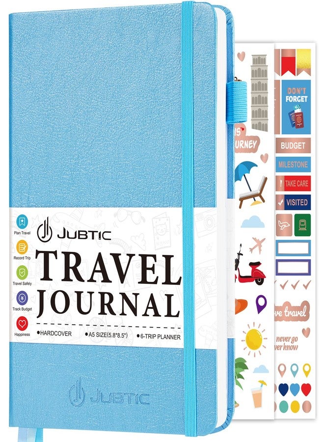 JUBTIC Travel Journal, Vacation Planner with Budget Tracker and Checklist, A5 Size Trip Planner, Travel Diary & Notebook for 6 Trips, Travel Gifts Accessories for Women, Men & Couples (Aquamarine) - Image 1