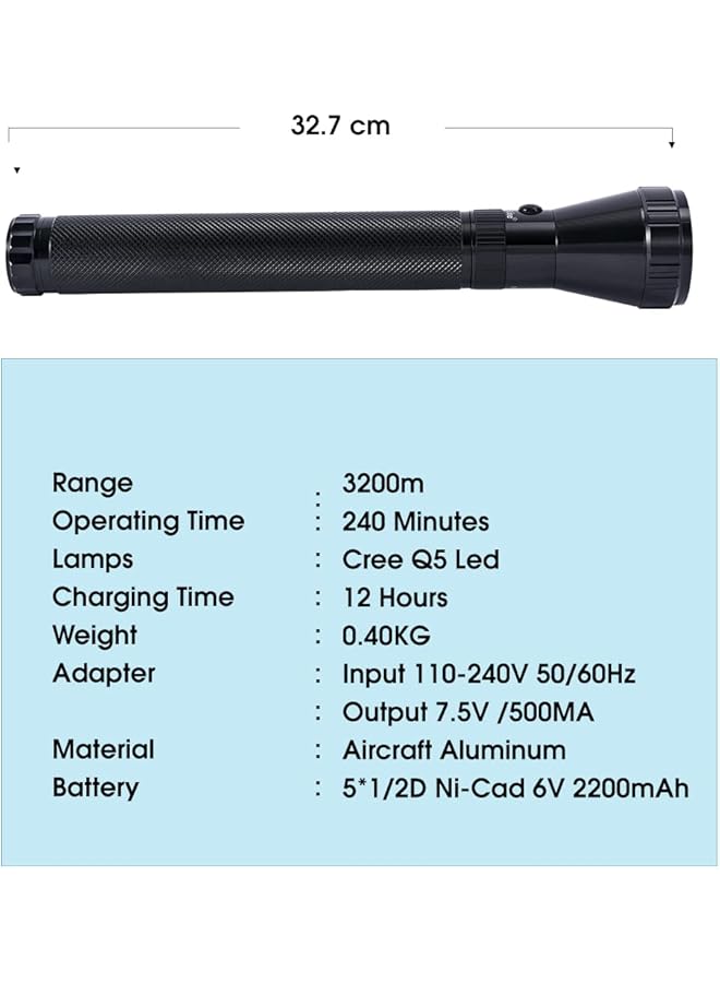 Strong Lite Rechargeable LED Flashlight High Quality Aluminum 3200 Meters Long Range Torch Light High Luminous CREE LED USA With 100000 Hours Working Bright SRL3400LED - Image 5