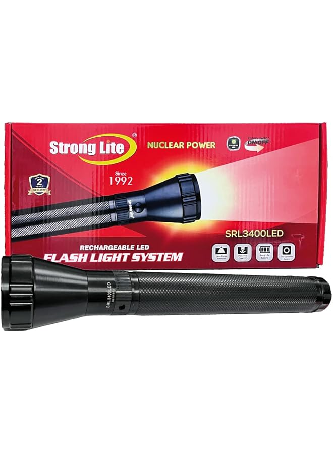 Strong Lite Rechargeable LED Flashlight High Quality Aluminum 3200 Meters Long Range Torch Light High Luminous CREE LED USA With 100000 Hours Working Bright SRL3400LED - Image 1