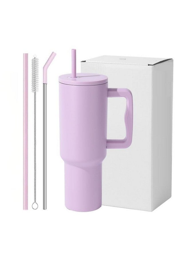 KELVEE كأس كيلفي مع مقبض وغطاء قشة 40 أونصة زجاجة ماء من الفولاذ المقاوم للصدأ مزدوجة الجدار قابلة لإعادة الاستخدام للسفر وصالة الألعاب الرياضية وكوب اليوغا خالي من BPA متين للشاي المثلج والقهوة (بنفسجي) 1200 مل - Image 1