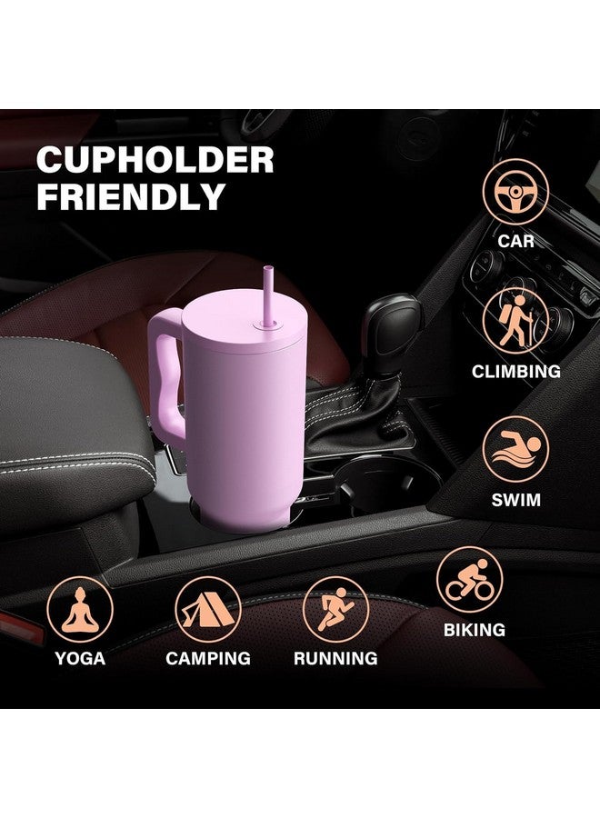 KELVEE كأس كيلفي مع مقبض وغطاء قشة 40 أونصة زجاجة ماء من الفولاذ المقاوم للصدأ مزدوجة الجدار قابلة لإعادة الاستخدام للسفر وصالة الألعاب الرياضية وكوب اليوغا خالي من BPA متين للشاي المثلج والقهوة (بنفسجي) 1200 مل - Image 5