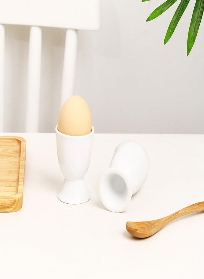 GSHLLO 2 Pcs Ceramic Egg Cups Single Hard Boiled Egg Holder Stand White Porcelain Egg Cups Easter Breakfast Egg Holders for Breakfast Party - Image 2