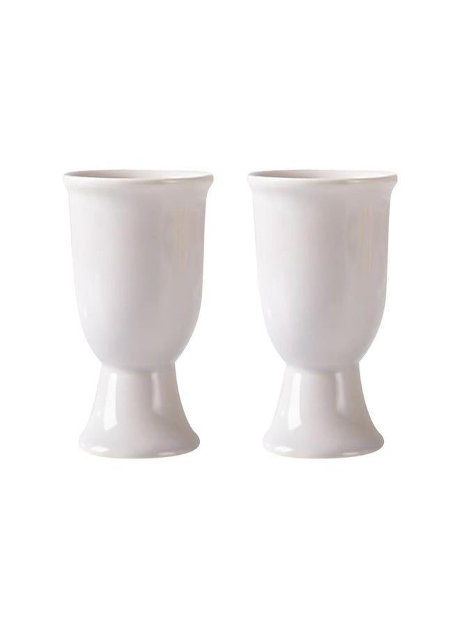 GSHLLO 2 Pcs Ceramic Egg Cups Single Hard Boiled Egg Holder Stand White Porcelain Egg Cups Easter Breakfast Egg Holders for Breakfast Party - Image 1
