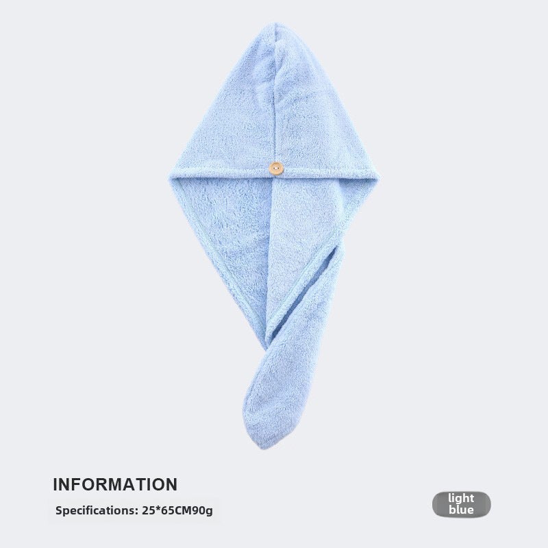 Generic Super Absorbent Coral Fleece Hair Towel Wrap light blue