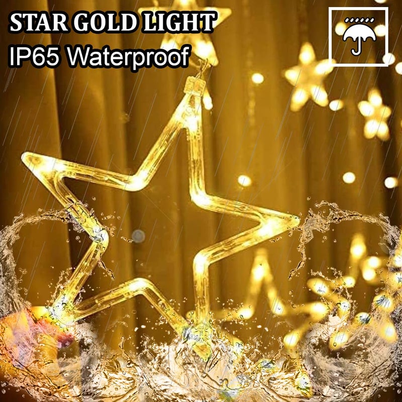 fizzytech 12 Stars LED Plastic Corded Electric Curtain String Lights Window Curtain Hanging Light with 8 Flashing Modes Decoration for Diwali Christmas Wedding Party Lights of Home Decoration - Image 2