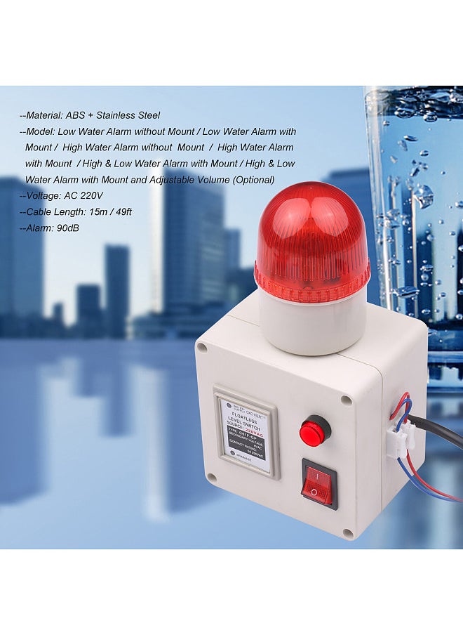 Generic - Water Level Indicator Alarm Water Level Alarm Sensor Waterline Indicating Alarm Low or High Water Level Sensor Alarm with Silencer Switch - Image 1
